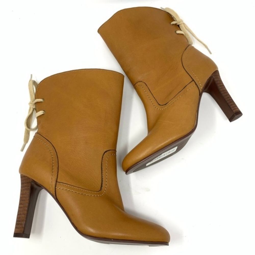 See By Chloe Lara Split Shaft Ankle Boots Lace Up Heeled Leather Brown Sz 37 NWT - Picture 3 of 11